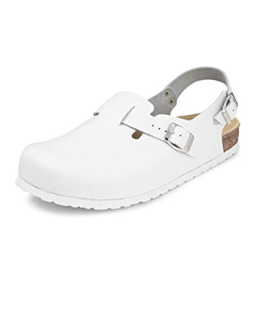 VITAFORM Clogs Damen Weiß - Made in Germany - Krankenhaus Schuhe Damen - Perfekte Pantolette für medizinische Berufe - Sicherer Halt Dank Fesselriemen im Sale